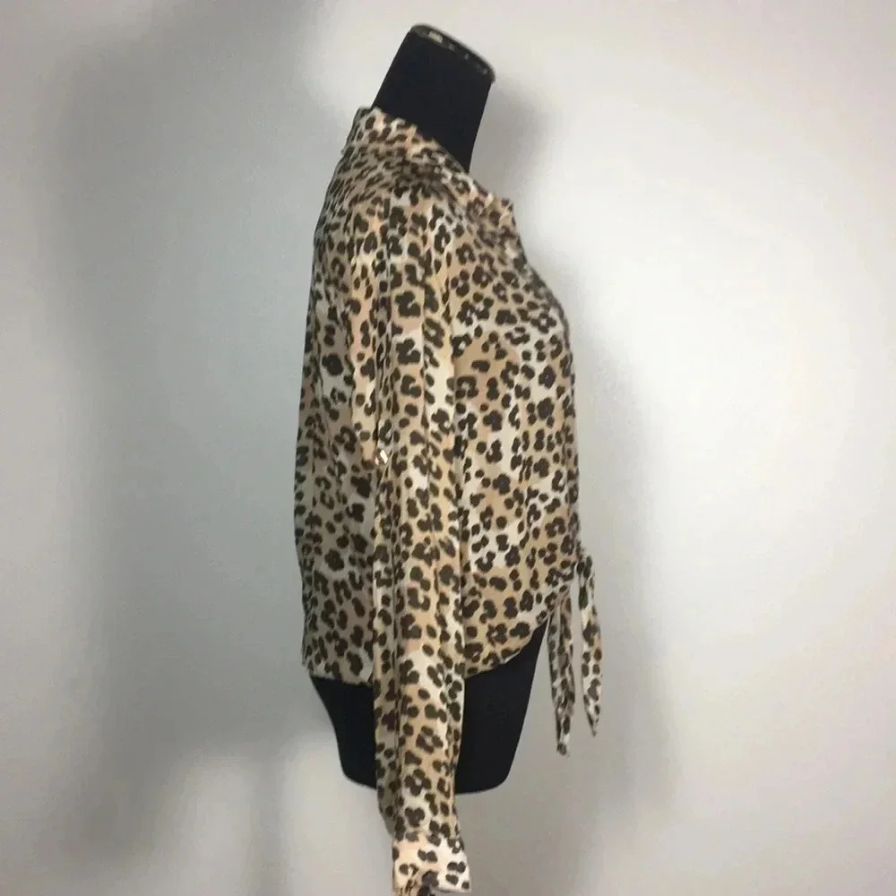 New Bella Dahl Leopard Front‎ tie shirt